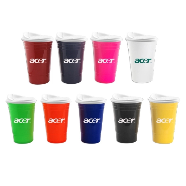 16 oz double wall insulated party cup with lid