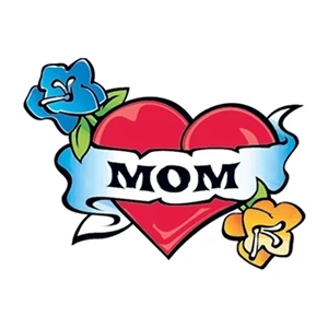 Heart with Mom Banner Temporary Tattoo