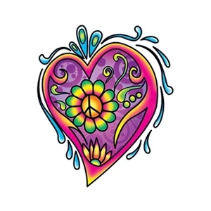 Hippie Heart Temporary Tattoo