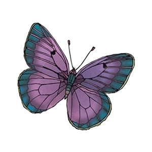 Purple and Green Butterfly Temporary Tattoo