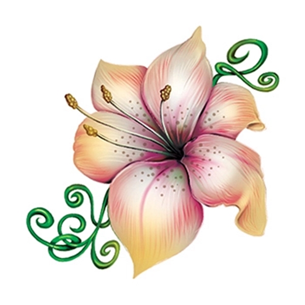 Lily Flower and Vine Temporary Tattoo - Image 1