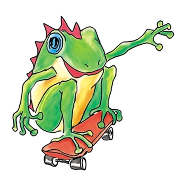Skateboarding Frog Temporary Tattoo - Image 1