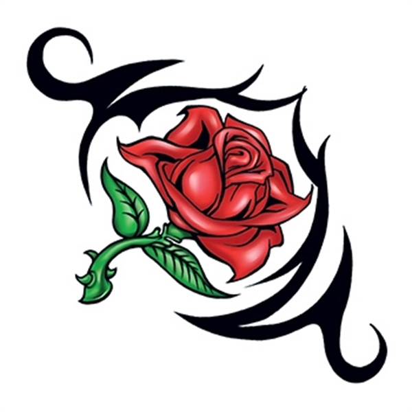 Tribal Rose with Thorn Temporary Tattoo - Image 1