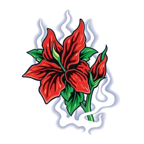 Red Flower Temporary Tattoo - Image 1