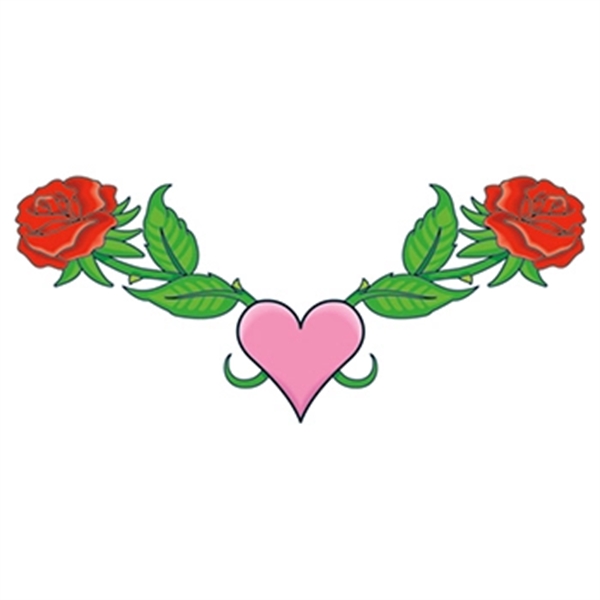 Roses and Heart Lower Back Temporary Tattoo