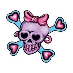 Pink Rocker Skull and Crossbones Temporary Tattoo