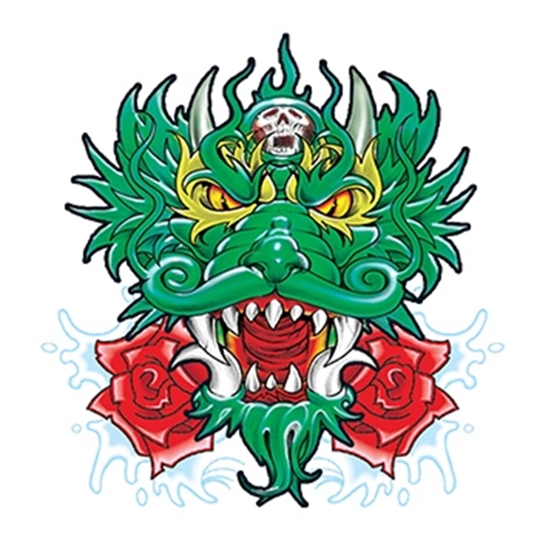 Green Chinese Dragon Temporary Tattoo - Image 1