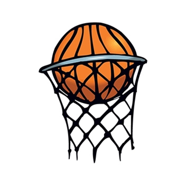 Small Basketball in Hoop Temporary Tattoo - Image 1