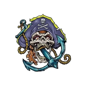 Pirate Skull and Anchor Temporary Tattoo
