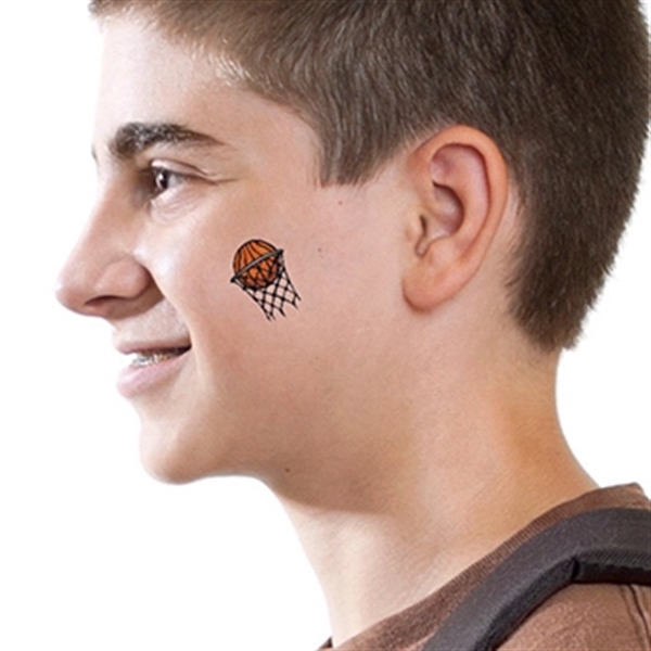 Small Basketball in Hoop Temporary Tattoo - Image 2