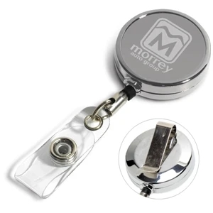 30" Cord Chrome Solid Metal Retractable Badge Reel