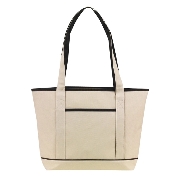 NATURAL WITH COLOR TRIM TOTE-Full color process - Image 2