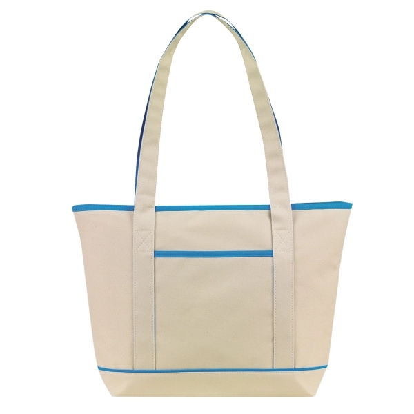 NATURAL WITH COLOR TRIM TOTE-Full color process - Image 3