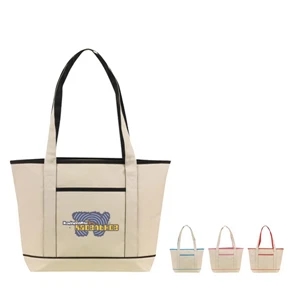 NATURAL WITH COLOR TRIM TOTE-Full color process