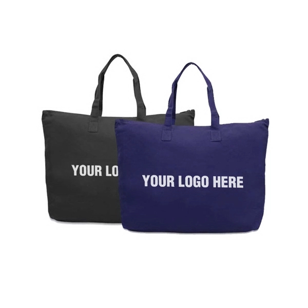 Large Zippered Canvas Tote - Image 1
