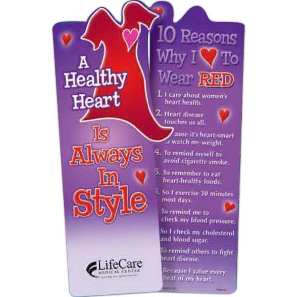 A Healthy Heart Is Always In Style DieCut Red Dress Bookmark