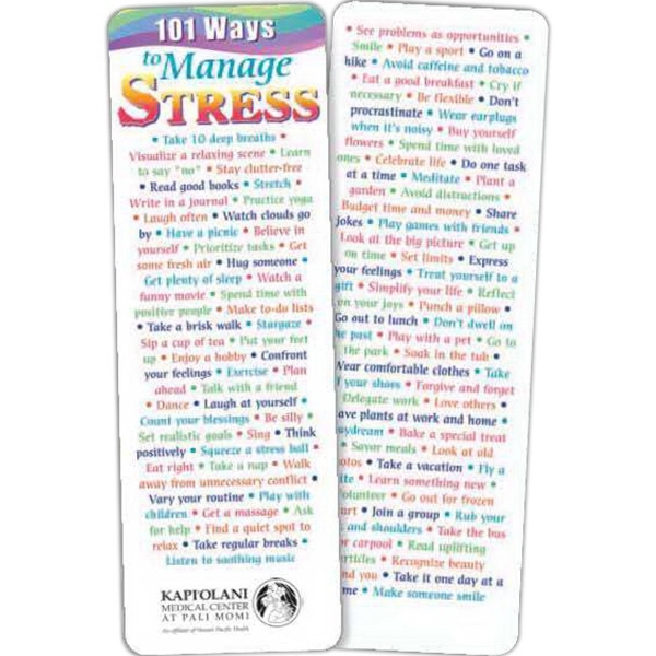 101 Ways To Manage Stress Bookmark