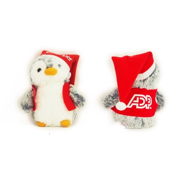 6&quot; PomPom Mini Penguin with vest and santa hat one color imp