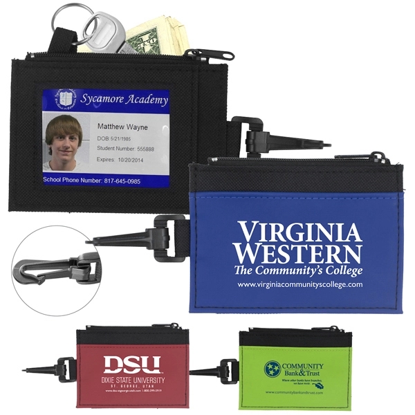ID Holder and Zipper Wallet with Carabiner - Image 2