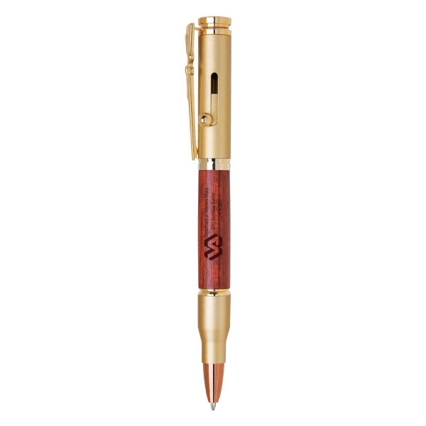 Wood Accent Metal Bullet Ballpoint Pen - Image 5