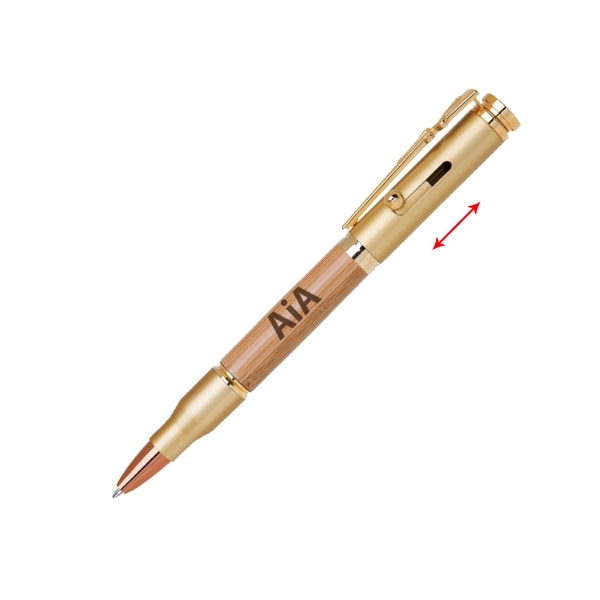 Wood Accent Metal Bullet Ballpoint Pen - Image 8