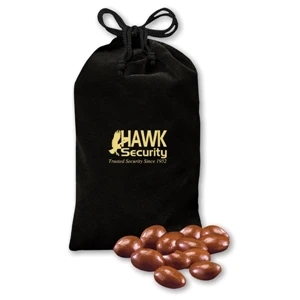 Milk Chocolate Covered Almonds in Black Velour Pouch