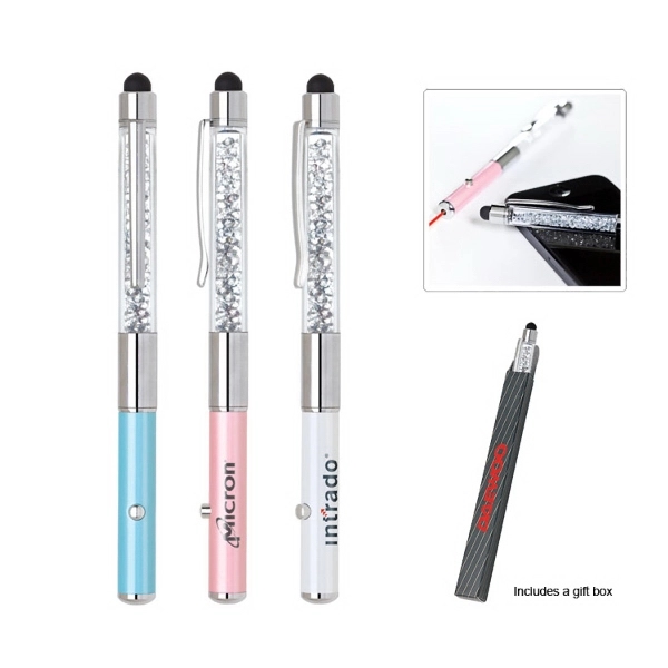 Crystal Stylus Metal Pen with Laser Pointer - Image 1