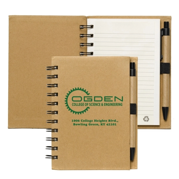 Cruz Recycled Notebook With Recycled Paper Pen - Image 2