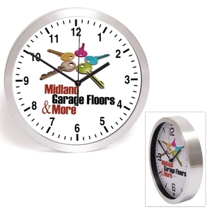10"  Brushed Metal Wall Clock with Glass Lens