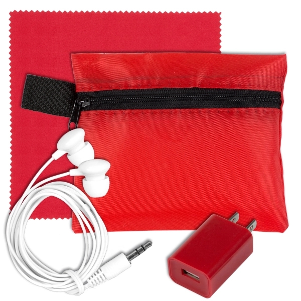 Tech Travel Accessory Kit with Microfiber Cleaning Cloth - Image 3