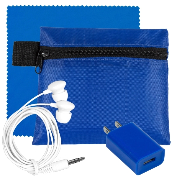 Tech Travel Accessory Kit with Microfiber Cleaning Cloth - Image 5
