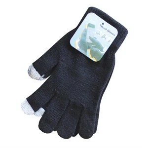 Black Stretchable Gloves With Telefingers