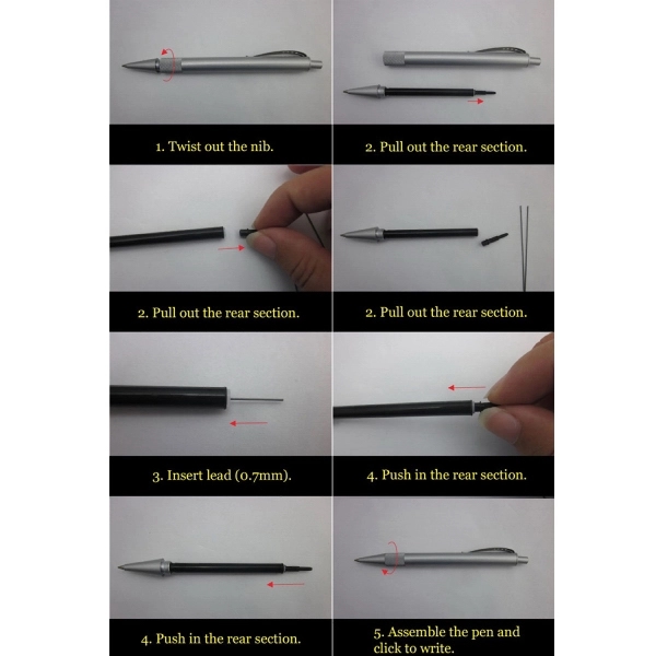 Metal Click Action Bullet Lead Pencil - Image 3