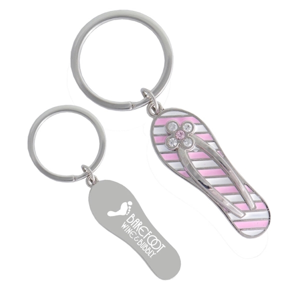 Metal Pink Stripe Sandal Key Tag - Image 1
