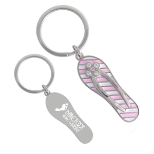 Metal Pink Stripe Sandal Key Tag
