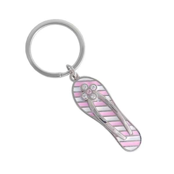 Metal Pink Stripe Sandal Key Tag - Image 2