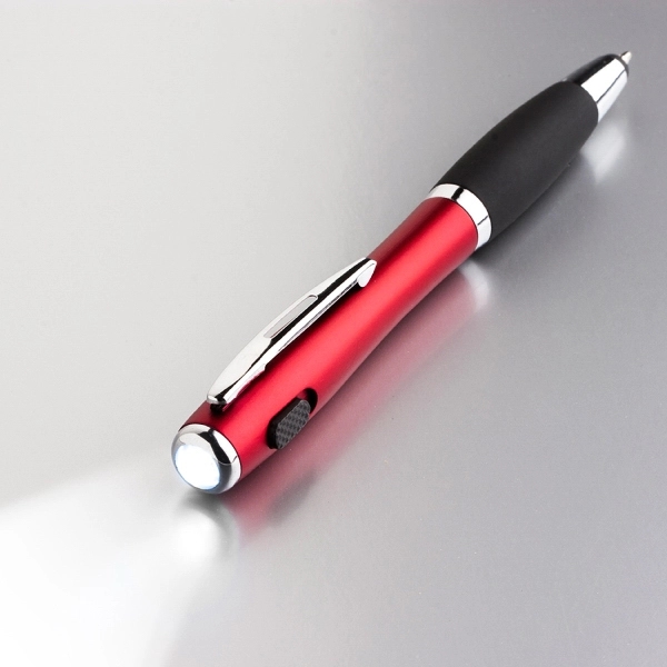 Plastic Curvy Ballpoint Stylus Pen with LED - Image 7