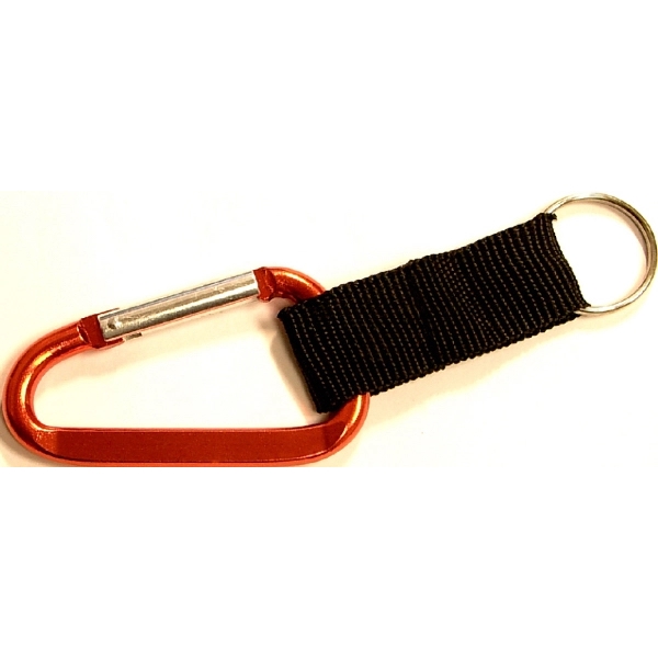 Carabiner with split key ring and nylon strap - Image 7