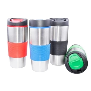 16 oz Stainless Steel Mug With Rubber Sleeve