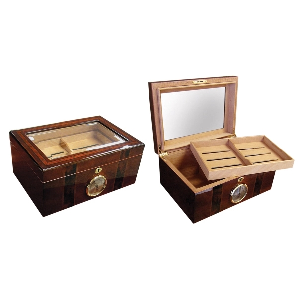 Glossy Humidor with Beveled Glass Top - Image 1