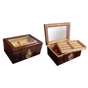 Glossy Humidor with Beveled Glass Top