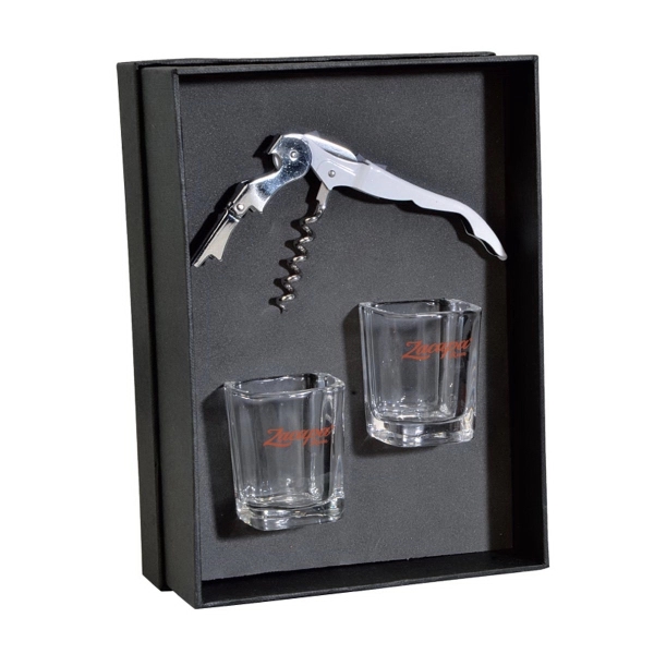 Lachlan Waiter's Corkscrew & Shot Glass Gift Set - Image 1