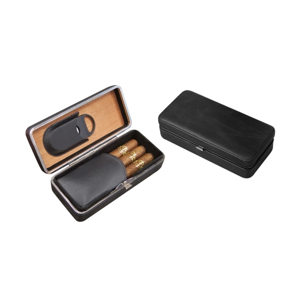 3 Cigar Folding Case With Cutter - Image 1