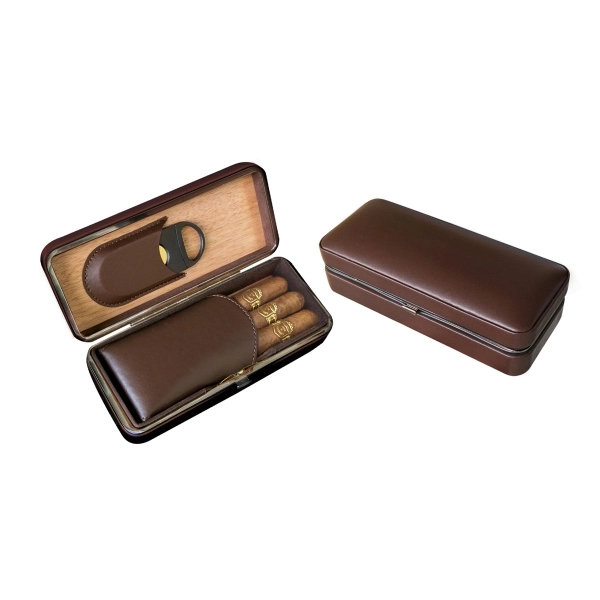 3 Cigar Folding Case With Cutter - Image 2