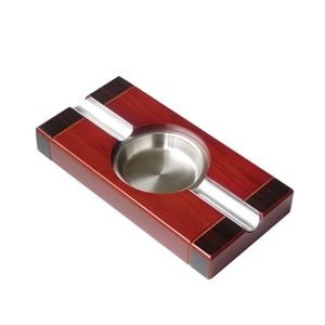 Cigar ashtray with two tone cherry wood finish