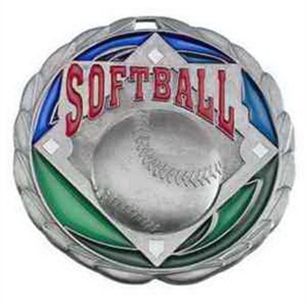 2 1/2" Softball Color Epoxy Medallion - Image 1