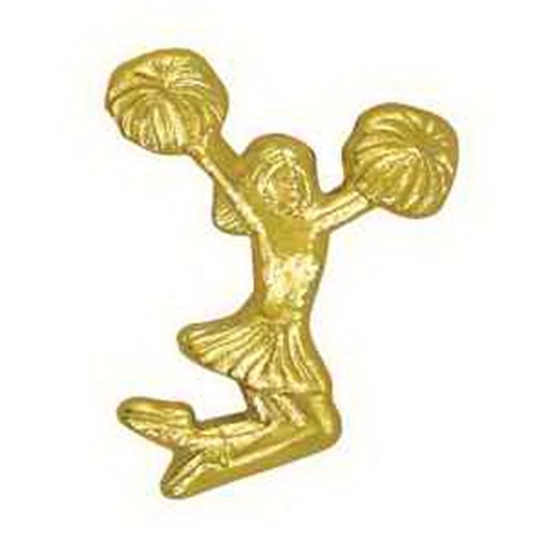 Cheerleader Pom Pom Chenille Lapel Pin - Image 1