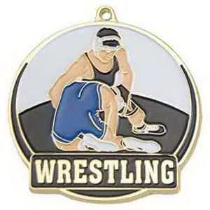 2" Bright Gold Wrestling High Tech Medallion