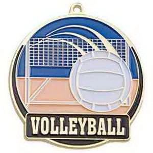 2" Bright Gold Volleyball High Tech Medallion