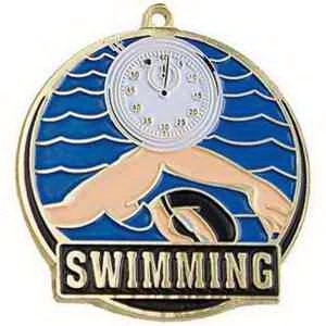 2" Bright Gold Swimming High Tech Medallion